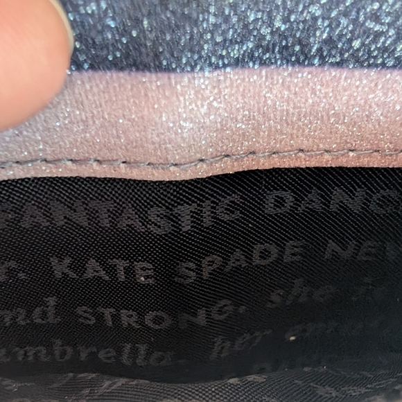 Kate Spade Blue Pink Sparkle Striped Large Zip Wallet Storybook Lining! *NWT* - Picture 6 of 8